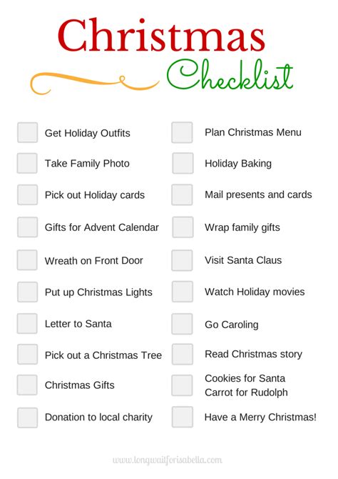 Christmas Checklist Printable