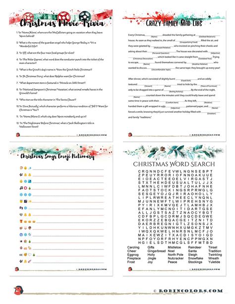 Christmas Games Printable Adults