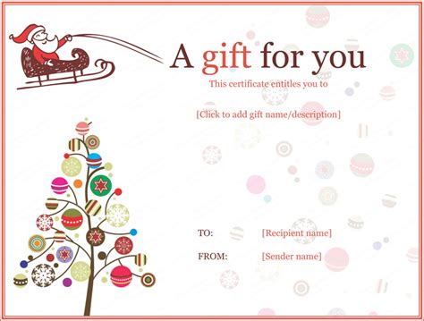 Christmas Gift Card Template Free