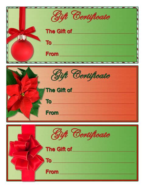 Christmas Gift Certificates Free Printable