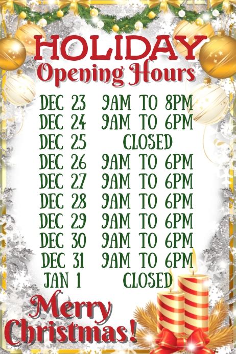 Christmas Hours Template