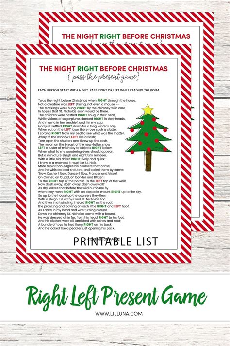Christmas Left And Right Game Printable
