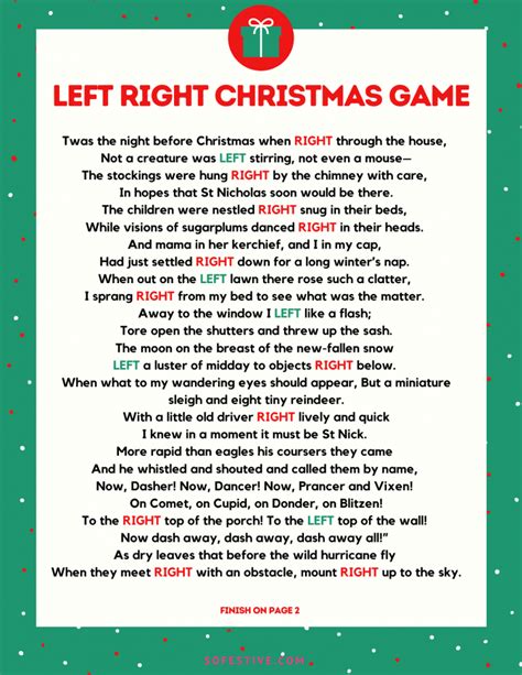 Christmas Left Right Game Free Printable