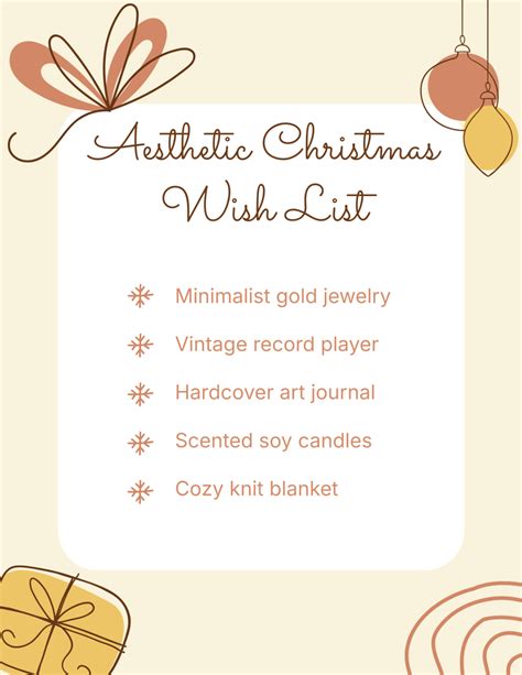 Christmas List Template Aesthetic