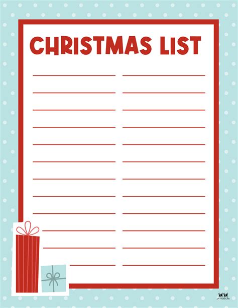 Christmas List Template For Kids