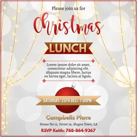 Christmas Lunch Invitation Template Free