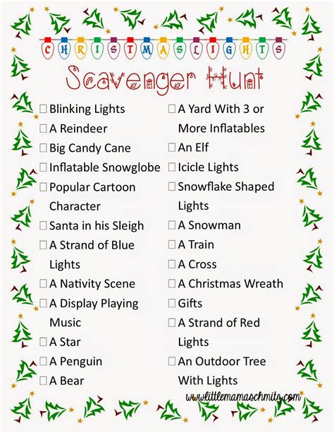 Christmas Scavenger Hunt Printables