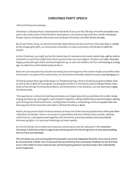 Christmas Speech Template