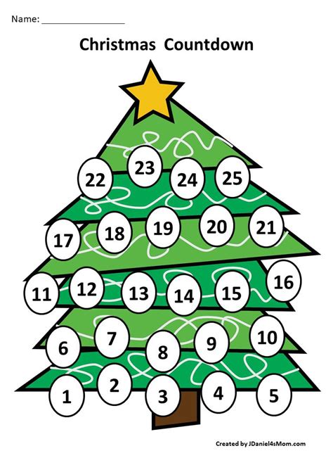 Christmas Tree Countdown Printable