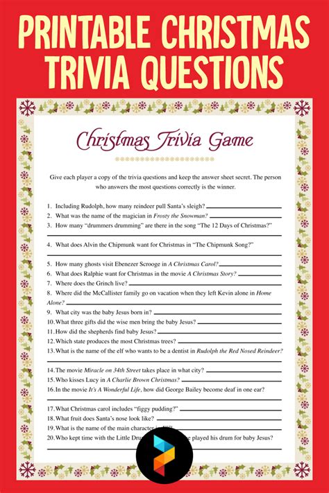 Christmas Trivia With Answers Printable