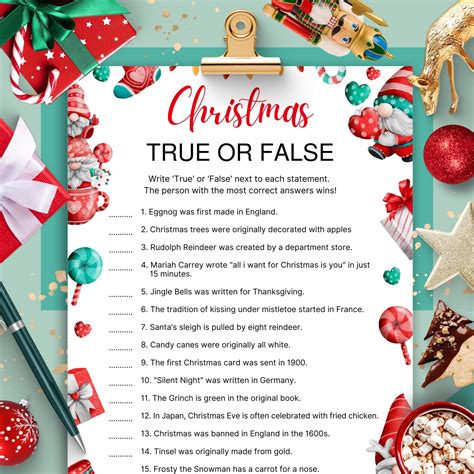 Christmas True Or False Questions And Answers Printable