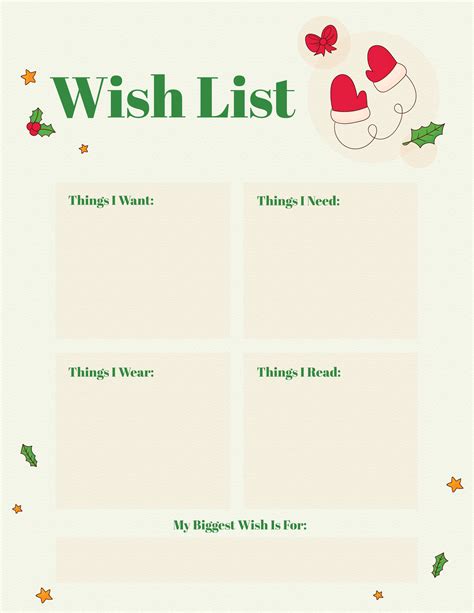 Christmas Wishlist Template Free