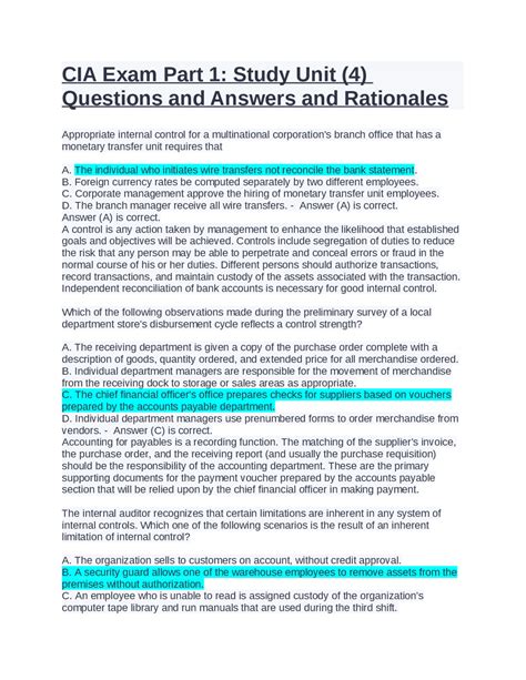 Cia Exam Questions Answers Doc