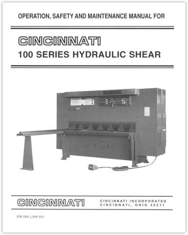 Cincinnati Hydraulic Shear Manual Ebook Epub