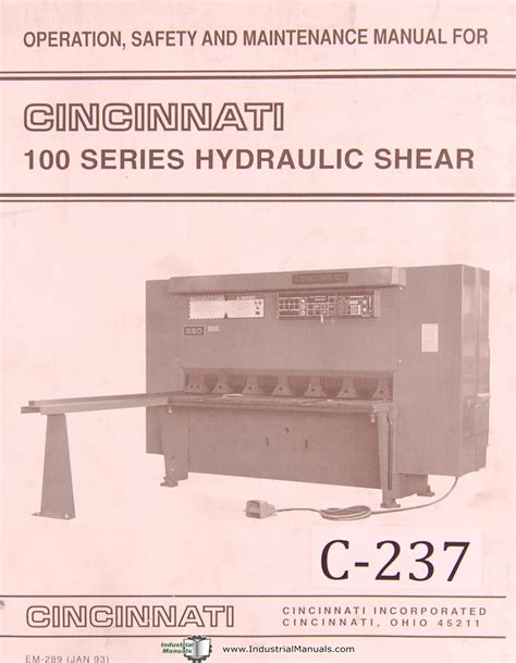 Cincinnati Hydraulic Shear Manual Ebook Epub