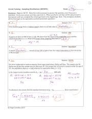 Circuit Training: Sampling Distribution Answer Key