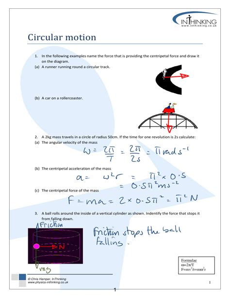 Circular Motion Ib Review Questions With Answers Doc