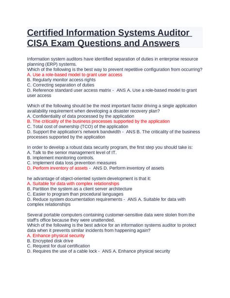 Cisa Exam Questions And Answers 2011 Reader