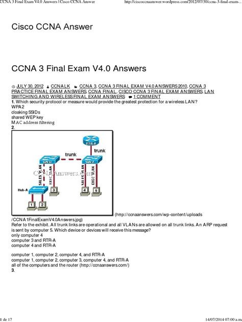 Cisco 3 Final Exam Answers Kindle Editon