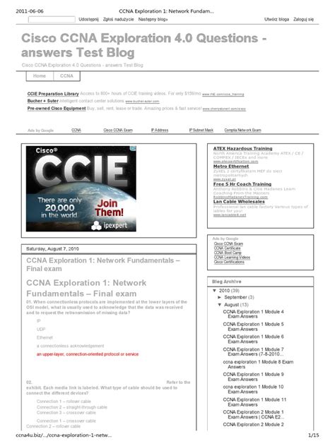 Cisco Ccna Network Fundamentals Final Exam Answers PDF