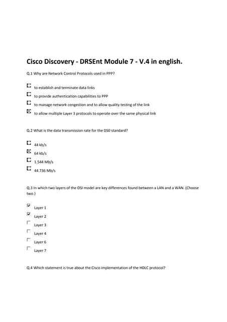 Cisco Discovery Chapter 7 Test Answers Epub