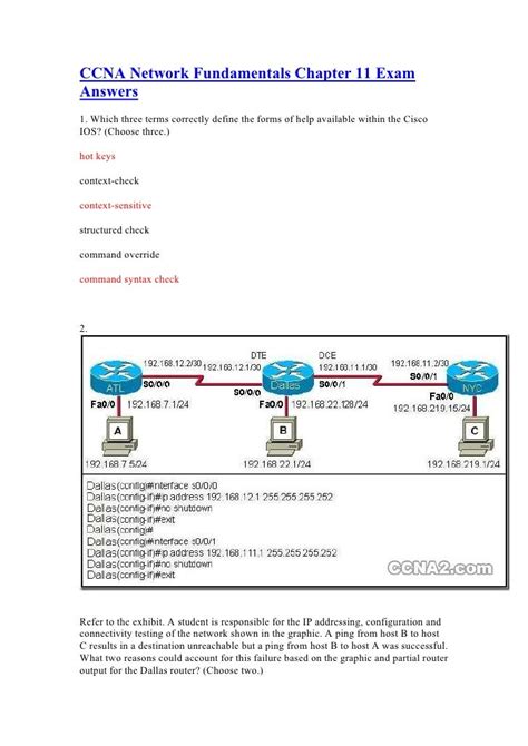 Cisco Network Fundamentals 40 Answers Doc