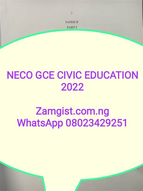 Civic Education Neco Answer Kindle Editon