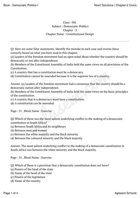 Civics Class 9 Ncert Answers Epub