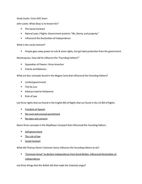 Civics Study Guide Answers First Semester Doc