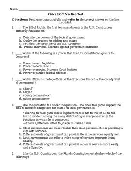 Civics Test Answer Key For 10th Grade PDF