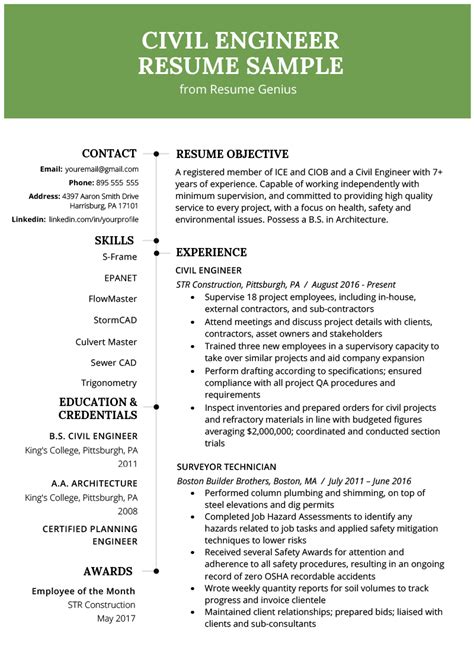 Civil Engineer Resume Template