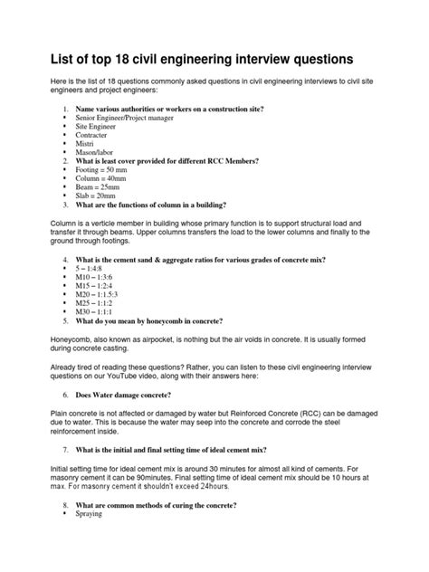 Civil Engineering Job Interview Questions And Answers Epub