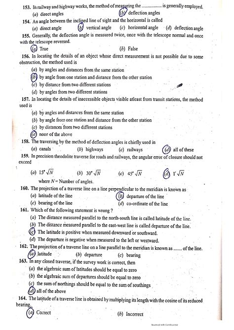 Civil Engineering Survey Test Questions Answers Doc