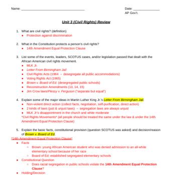 Civil Rights Review Answers Doc