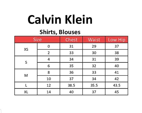 Ck Size Chart Women
