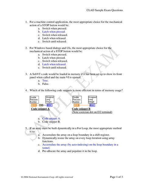 Clad Sample Exam Answers Epub