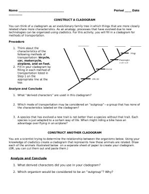 Cladogram Worksheet Answers Doc