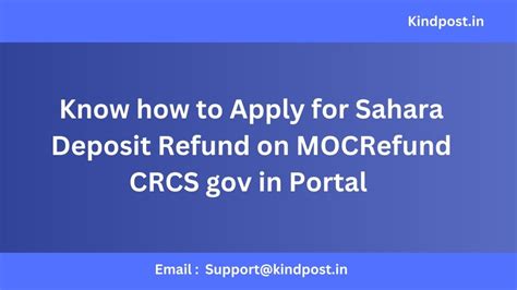 Claim Your Rightful Sahara Deposit Funds: A Guide to mocrefund.crcs.gov.in