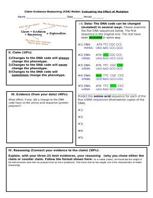 Claim-Evidence-Reasoning CER Model: Evaluating the Impact of Mutations