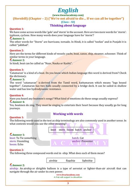 Class 11 English Hornbill Answers Of Childhood Doc