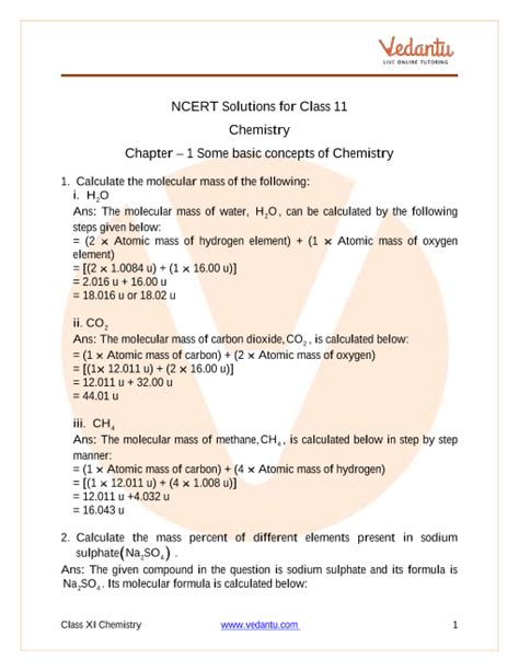 Class 11 Ncert Chemistry Exercise Solution Doc