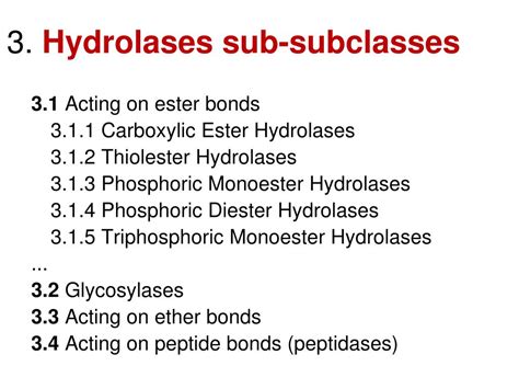 Class 3 Hydrolases EC 3.1-3.4.21 Doc