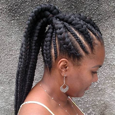 Classic Cornrow Ponytail: