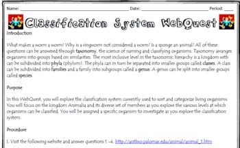 Classification System Webquest Answer Kindle Editon