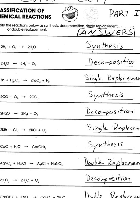 Classifying Chemical Reactions Answers Pg 63 Lf8767 Reader