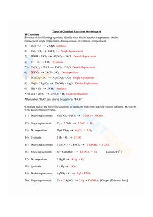 Classifying Chemical Reactions Worksheet Answers Page 63 Reader