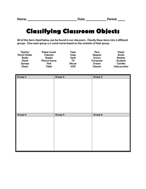 Classifying Classroom Objects Answer Key Epub