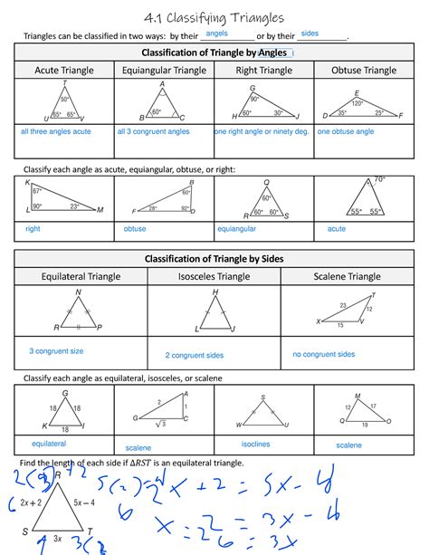 Classifying Triangles Answer Key PDF