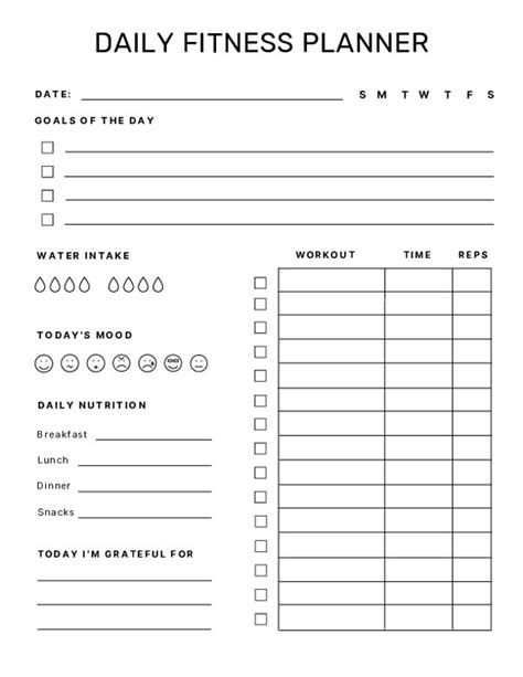 Clean Life And Home Printable Daily Fitness Planner