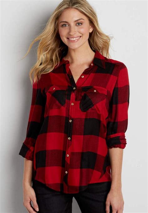 Click-Worthy Plaid Red Shirt: Women's Style Reinvented